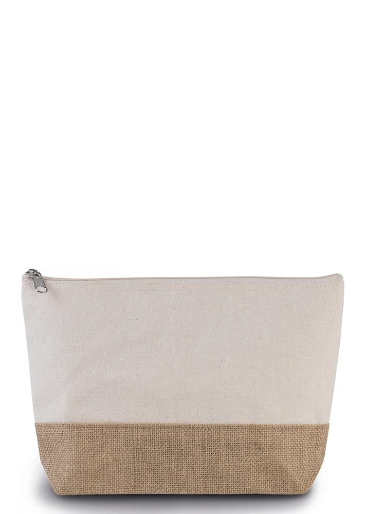 pochette coton toile de jute personnalisée beige