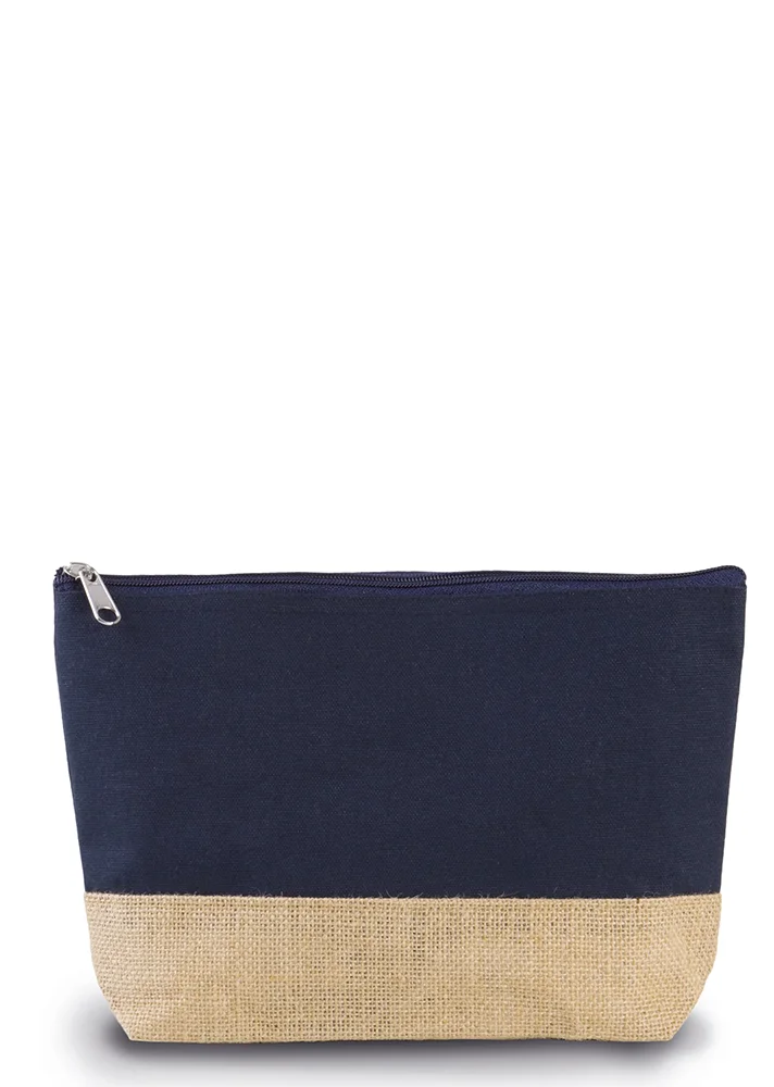 pochette coton toile de jute personnalisée bleu marine